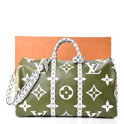 Louis Vuitton Monogram Giant Keepall Bandouliere 50 Kaki Beige 10 of 10