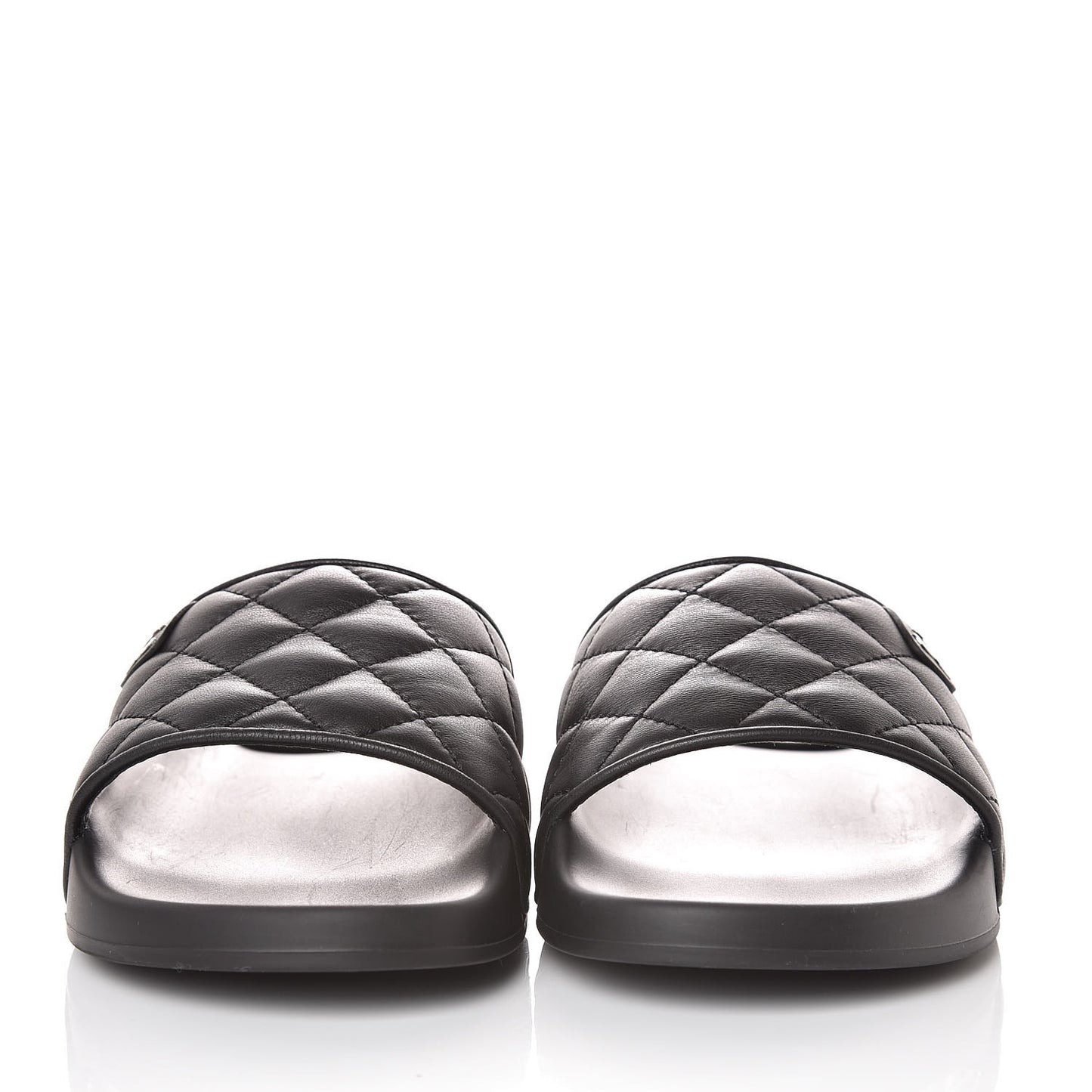 Lambskin Quilted CC Mules Sandals 37 Black
