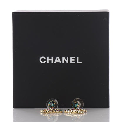 Chanel Crystal Over The Rainbow CC Drop Earrings Gold Multicolor 5 of 5
