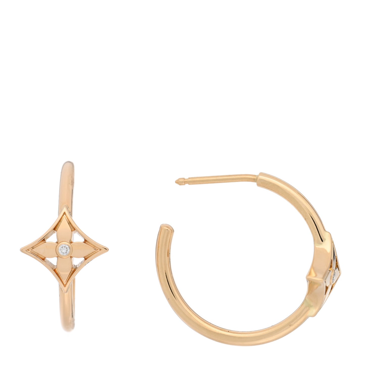 18K Yellow Gold Diamond Small Idylle Blossom Hoop Earrings
