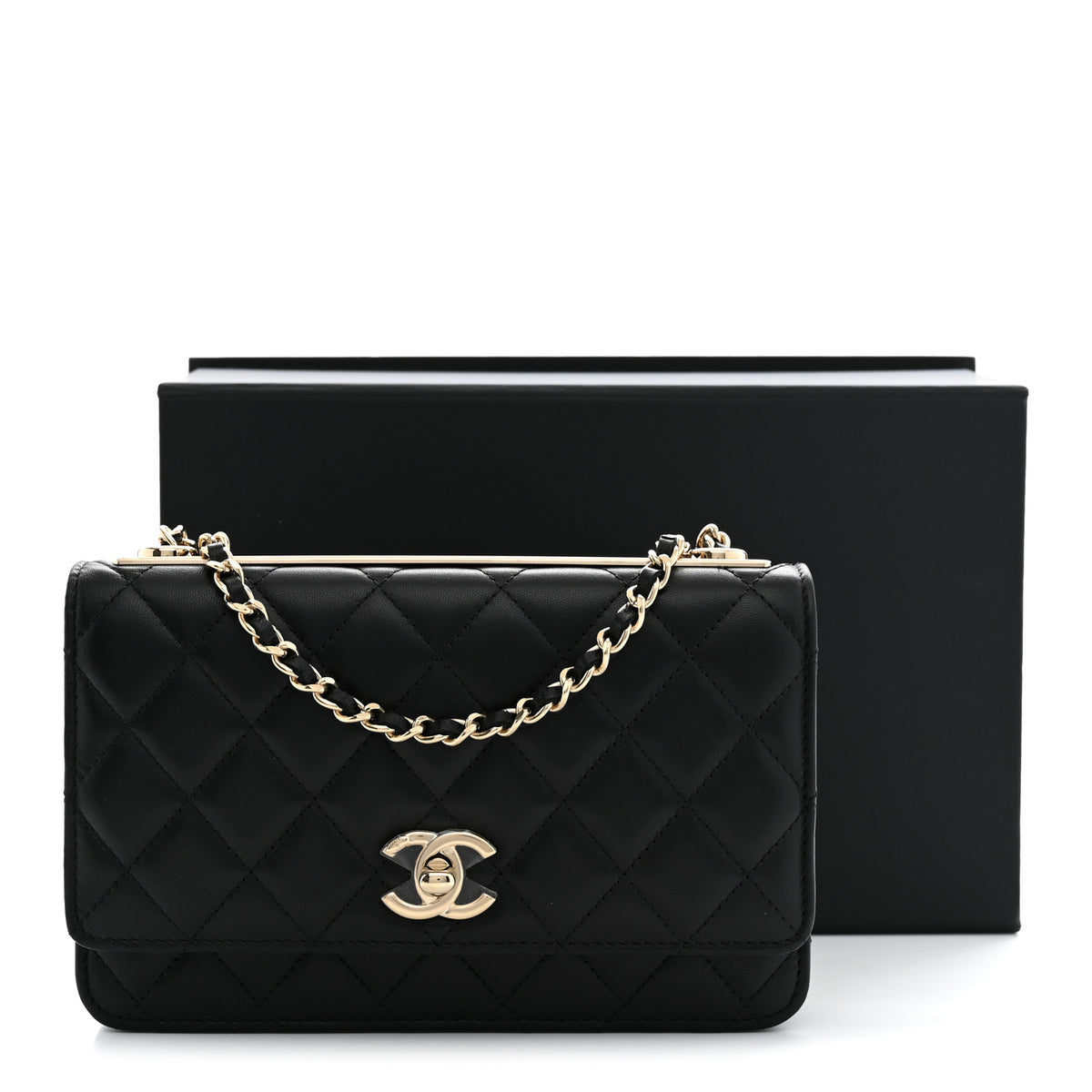 Chanel Lambskin Quilted Trendy CC Wallet On Chain WOC Black 11 of 11