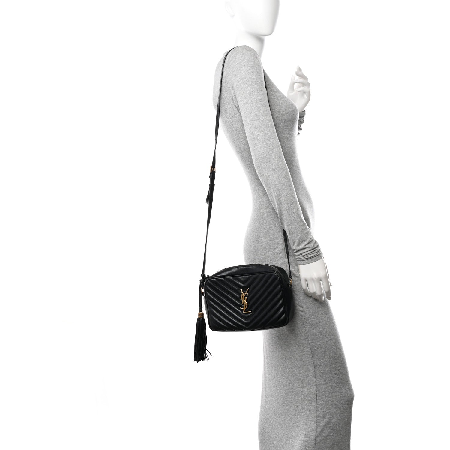 Saint Laurent Calfskin Matelasse Monogram Lou Camera Bag Black 2 of 15