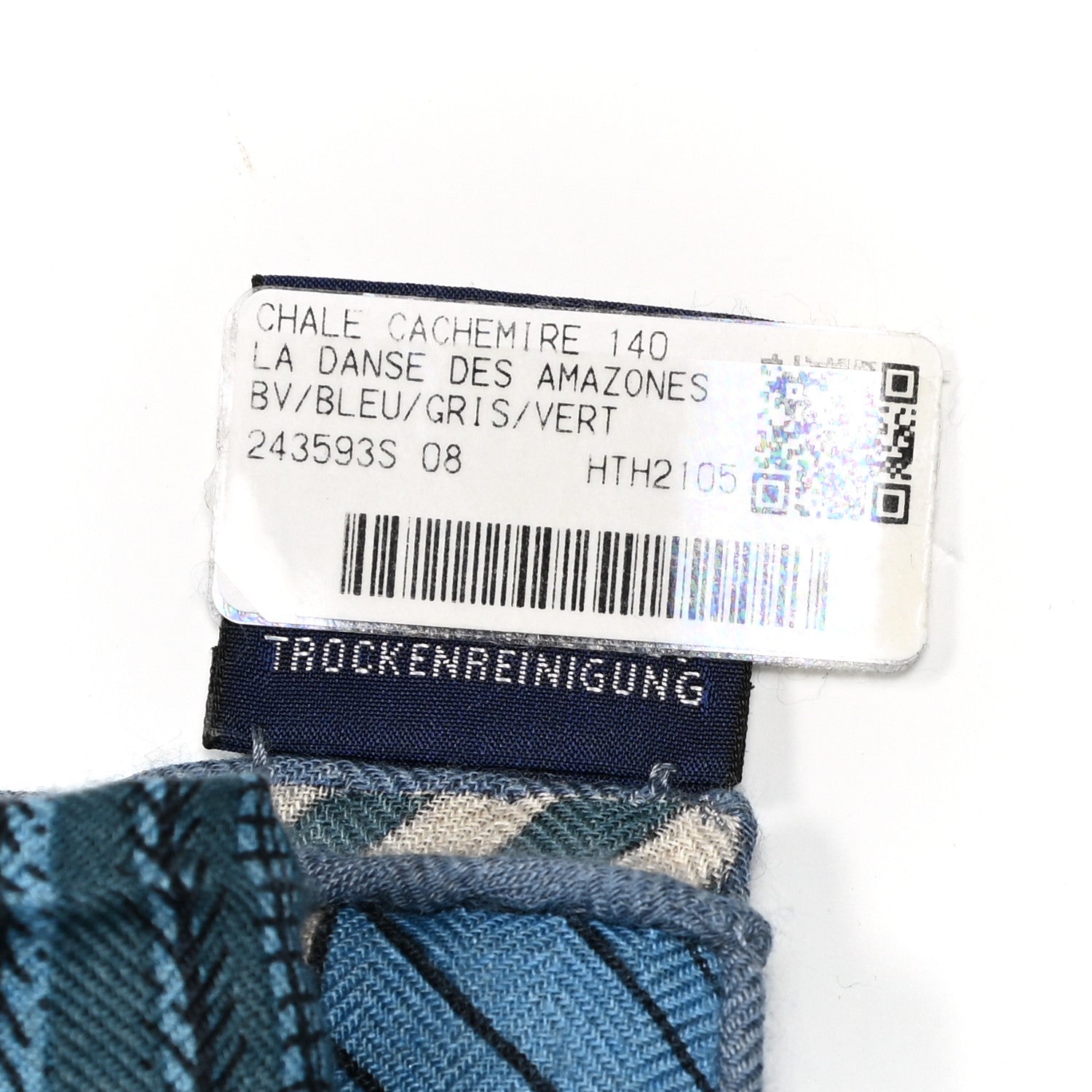 Hermes Cashmere Silk La Danse Des Amazones Shawl 140 Bleu Gris Vert 4 of 6