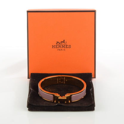 Hermes Enamel Narrow Clic Clac H Bracelet PM Bois De Rose 4 of 6