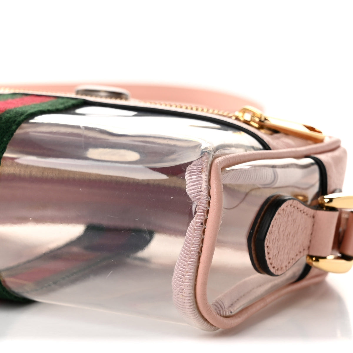 Vinyl Web Mini Ophidia Transparent Shoulder Bag Perfect Pink
