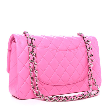 Chanel Lambskin Quilted Medium Double Flap Neon Pink 2 of 4