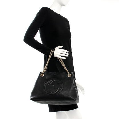 Gucci Pebbled Calfskin Medium Soho Chain Shoulder Bag Black 2 of 7