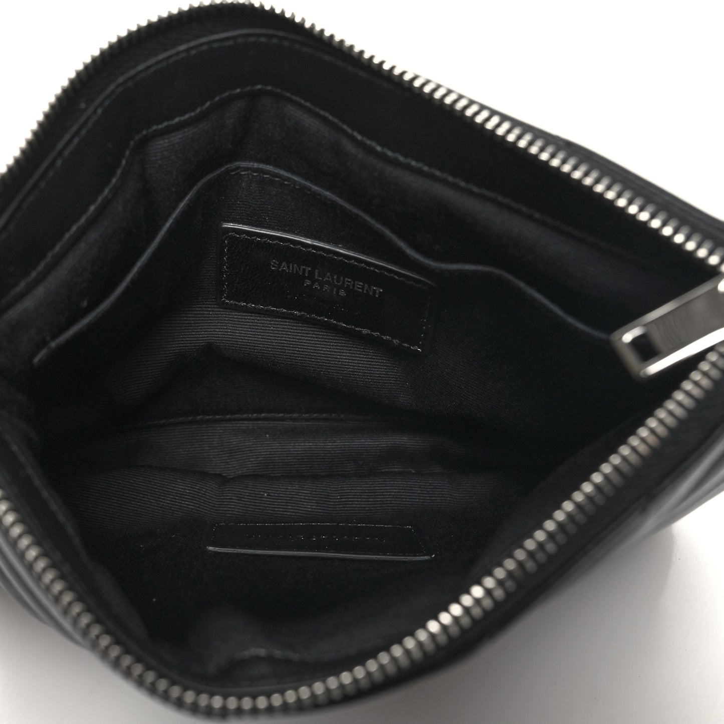 Calfskin Matelasse Chevron Monogram Pouch Black