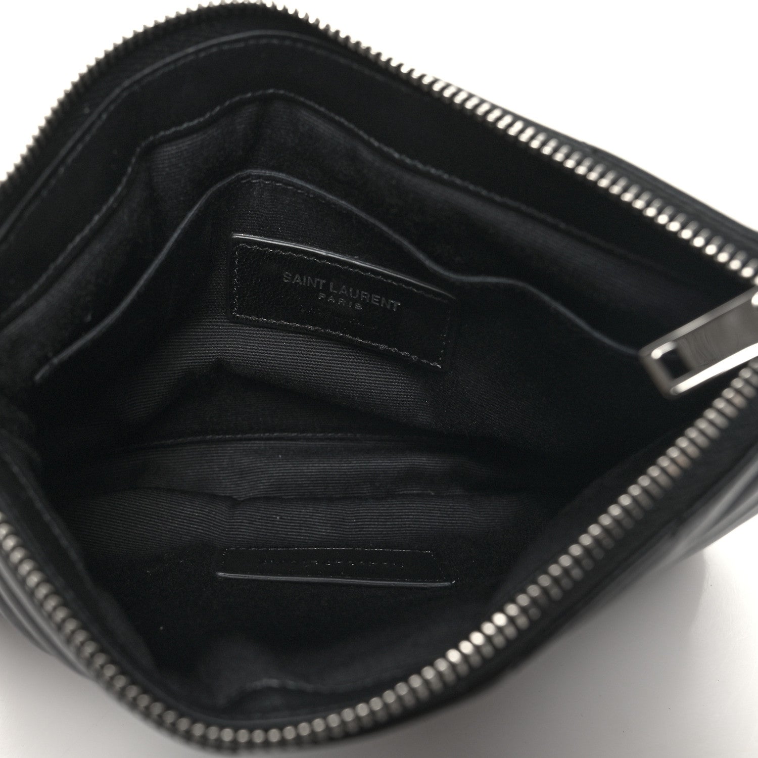 Saint Laurent Calfskin Matelasse Chevron Monogram Pouch Black 5 of 11