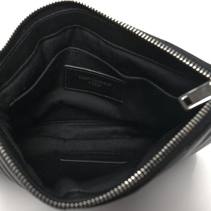 Saint Laurent Calfskin Matelasse Chevron Monogram Pouch Black 5 of 11