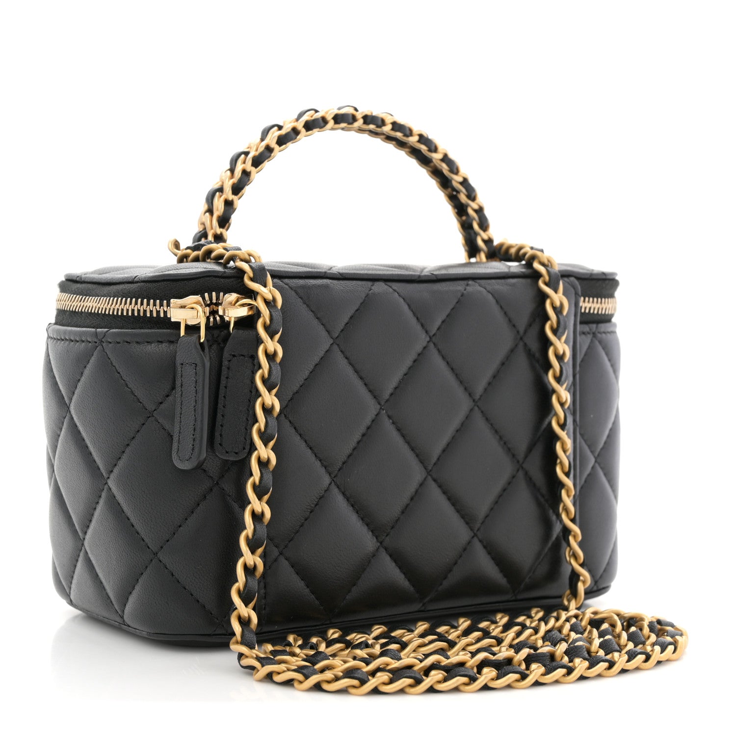 Chanel Lambskin Quilted Pick Me Up Vanity Case Black 1835216