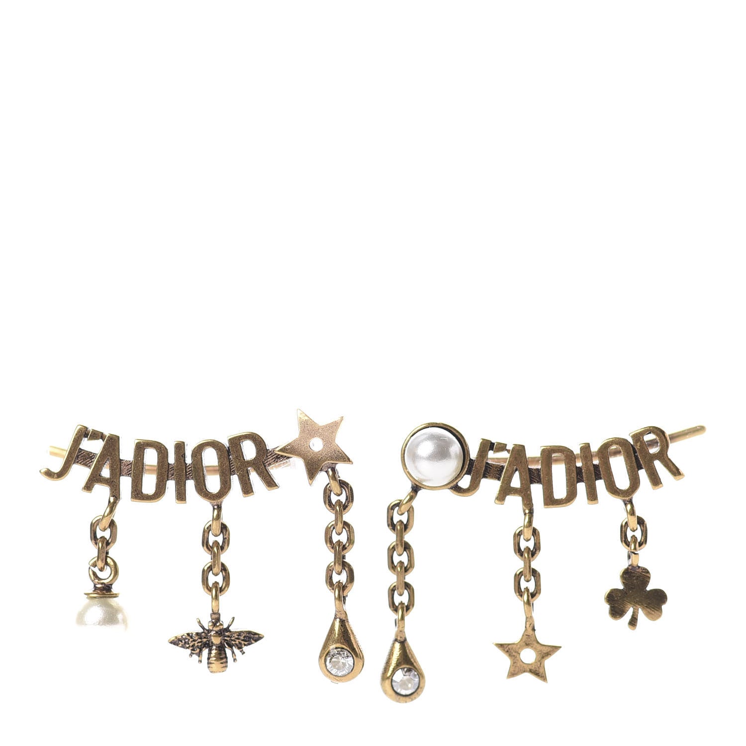 Christian Dior Pearl Crystal J'Adior Earrings Aged Gold 1 of 3