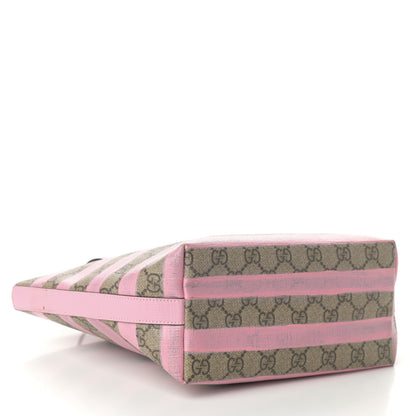 Gucci GG Supreme Monogram Striped Childrens Tote Beige Ebony Pink 4 of 9