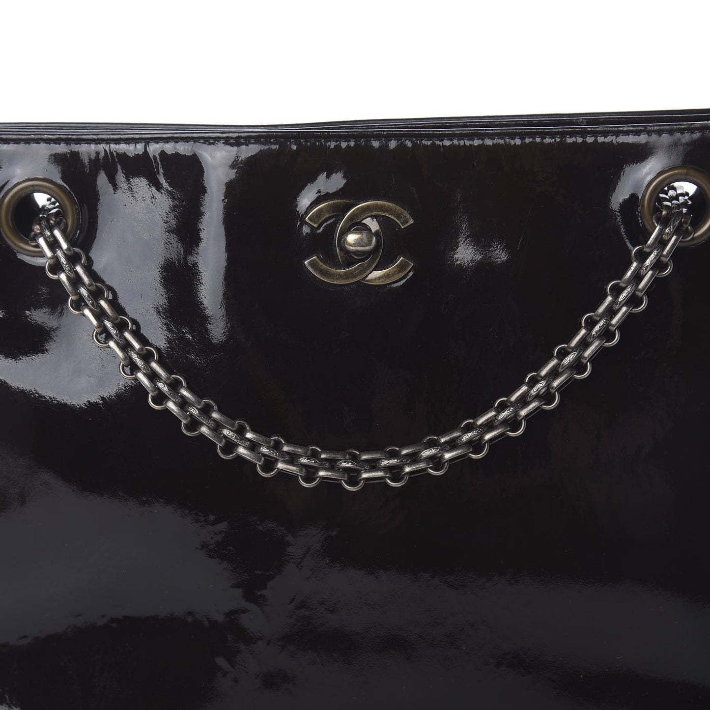 Patent Mademoiselle Tote Brown