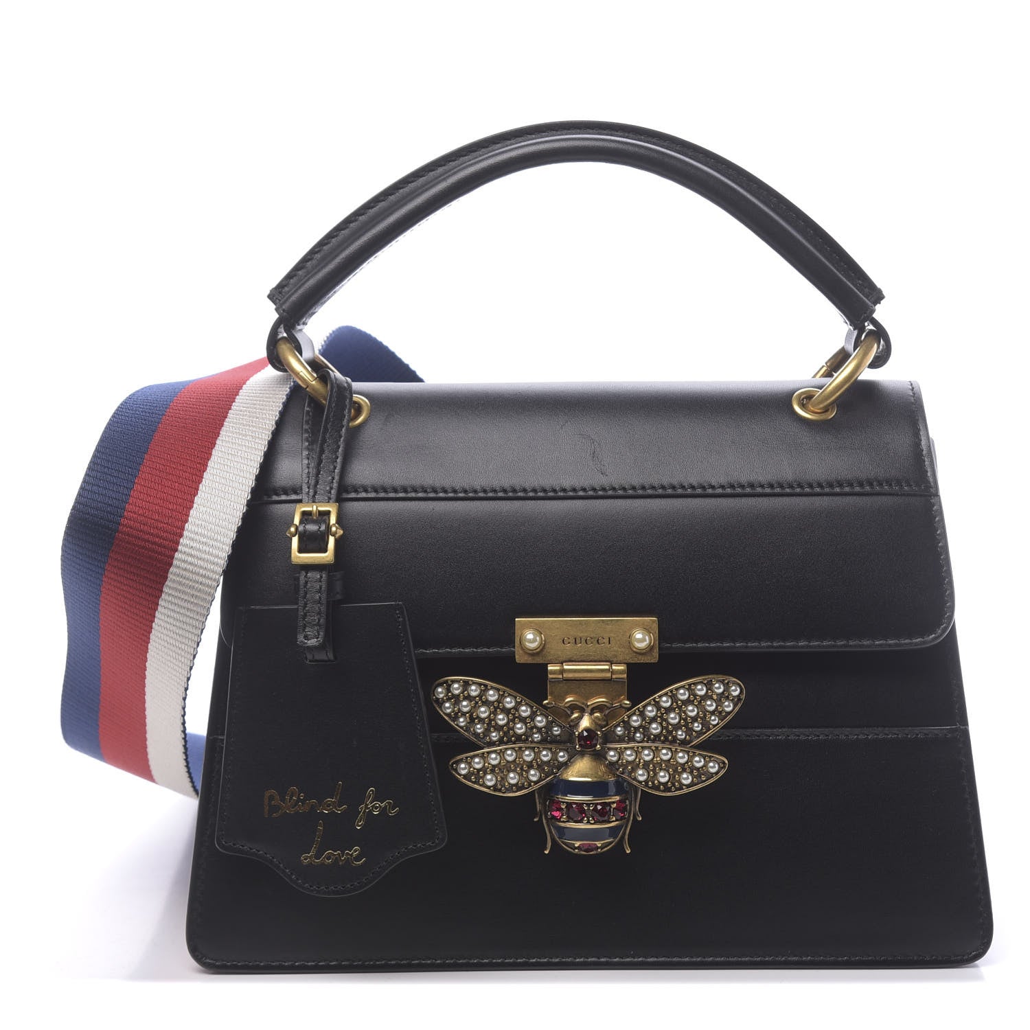 Gucci Calfskin Sylvie Web Small Queen Margaret Top Handle Bag Black 1 of 13