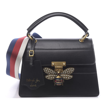 Gucci Calfskin Sylvie Web Small Queen Margaret Top Handle Bag Black 1 of 13