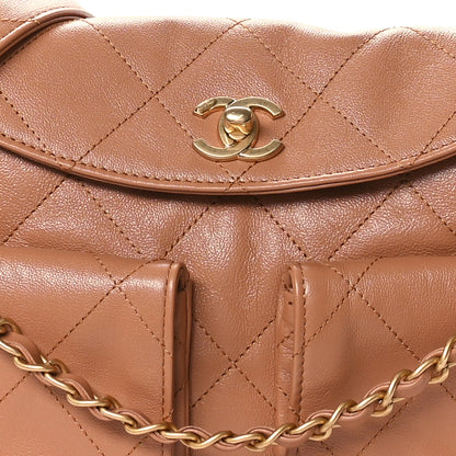 Chanel Shiny Calfskin Quilted Small Supple Twins Hobo Bag Brown 8 of 10