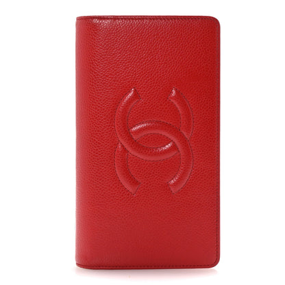 Chanel Caviar Timeless CC Yen Wallet Red 1 of 9