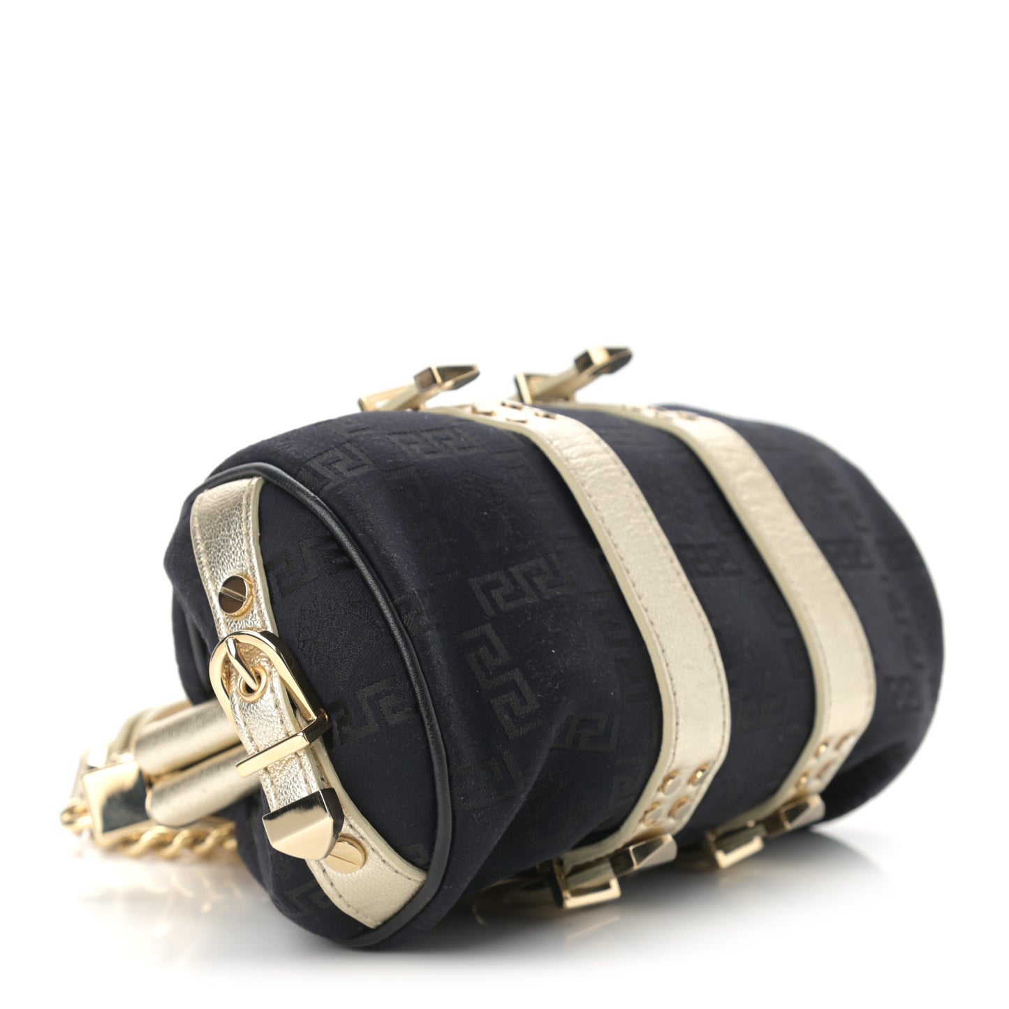 Calfskin Nylon Madonna Satchel Black Gold
