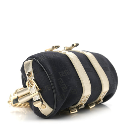 Versace Calfskin Nylon Madonna Satchel Black Gold 4 of 9
