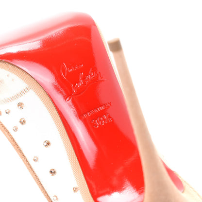 Christian Louboutin Suede Silk Crystal Strass Follies 100 Pumps 38.5 Light Silk 9 of 9