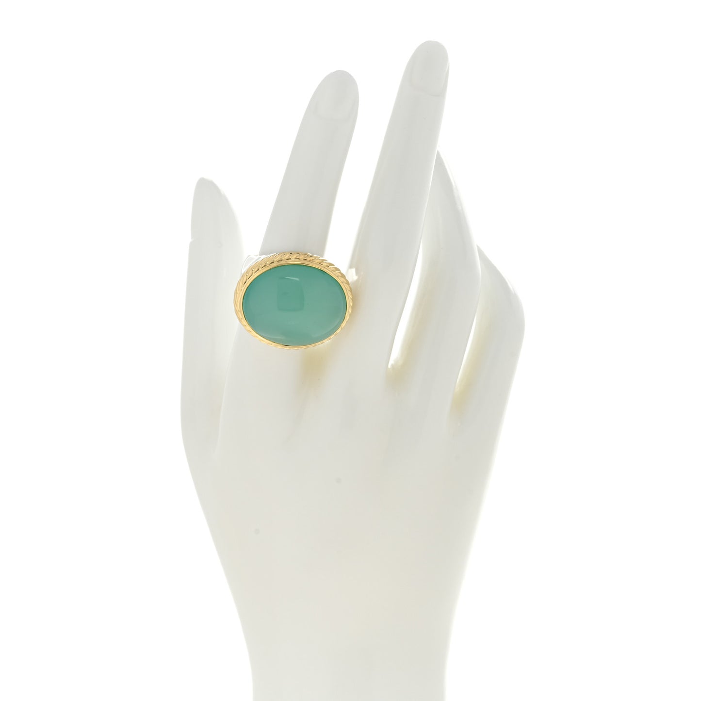 Sterling Silver 18K Yellow Gold Chalcedony Oval Ring 54 7