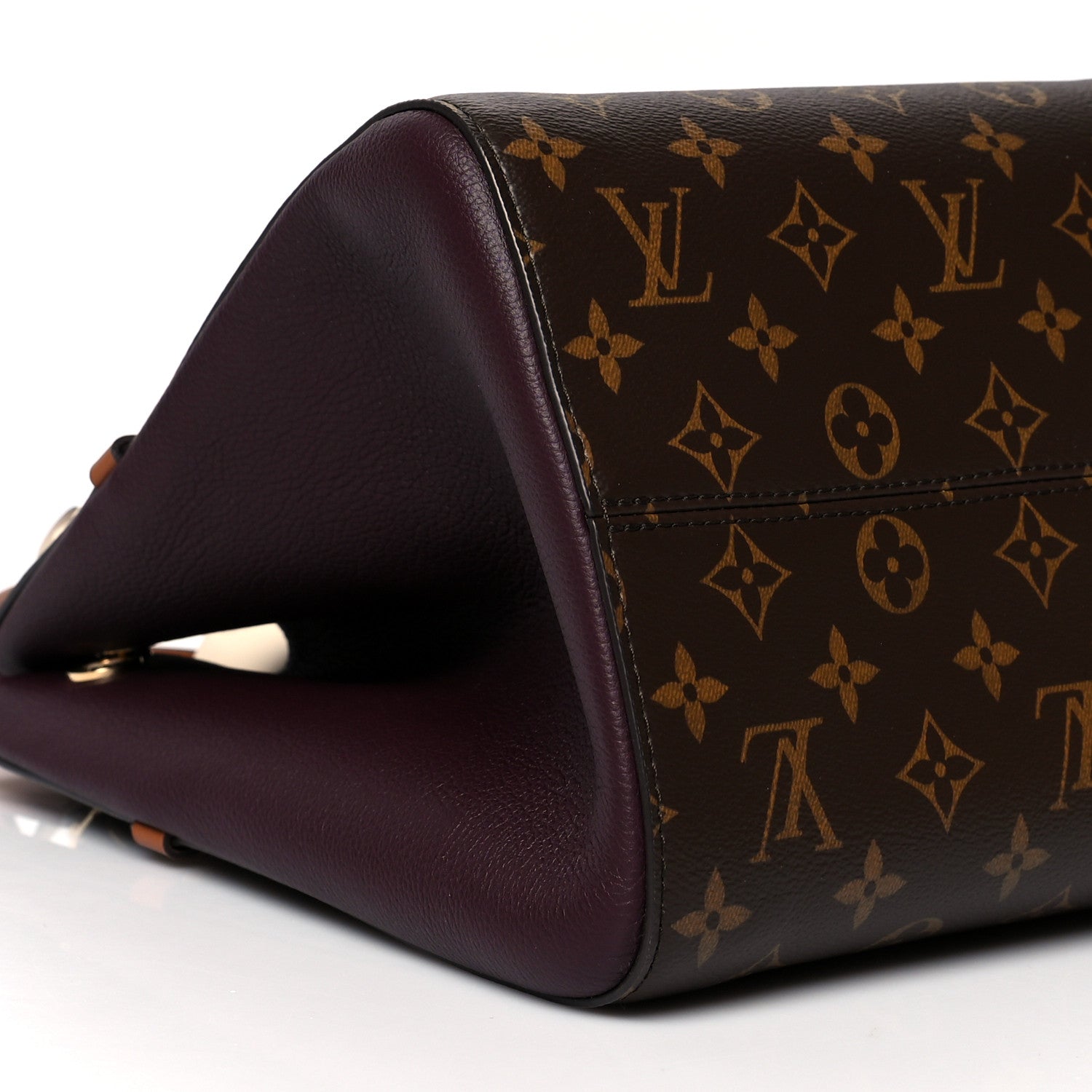 Louis Vuitton Calfskin Monogram Fold Tote MM Black Wine Cream 8 of 9