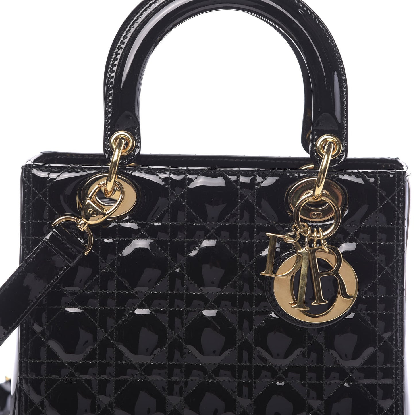 Patent Cannage Medium Lady Dior Black