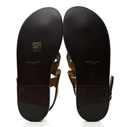 Saint Laurent Suede Culver Flat Sandals 37 Brown 5 of 8