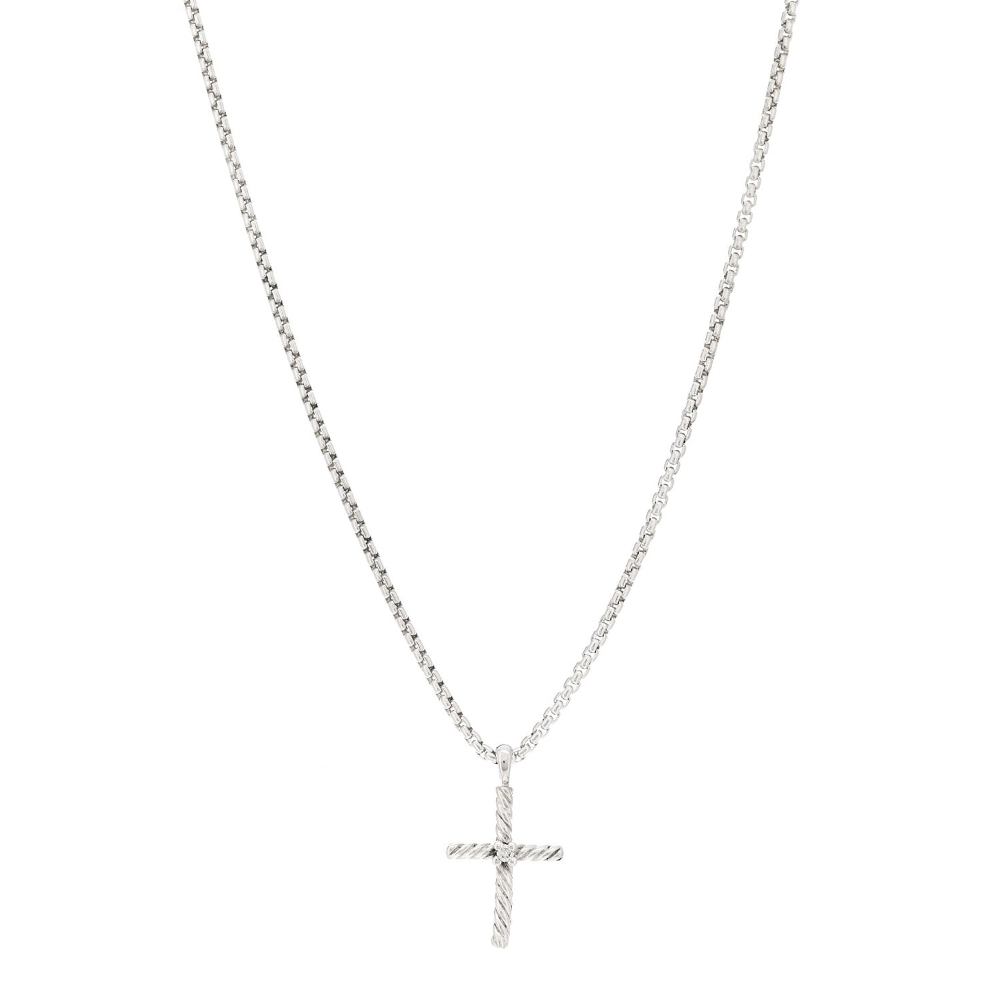 Sterling Silver 14K Yellow Gold Diamond Cable Classics Cross Necklace