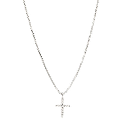 David Yurman Sterling Silver 14K Yellow Gold Diamond Cable Classics Cross Necklace 1 of 4