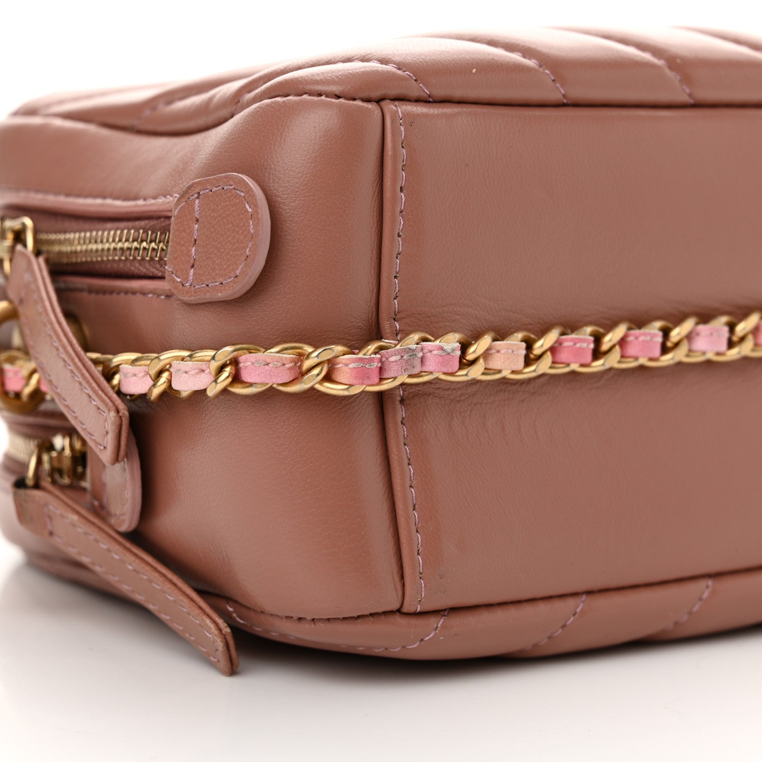 Chanel Lambskin Chevron Quilted Chain Around Camera Case Pink 10 of 12