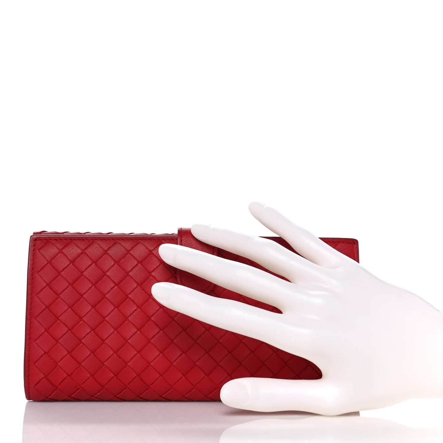 Nappa Intrecciato Continental Flap Wallet China Red