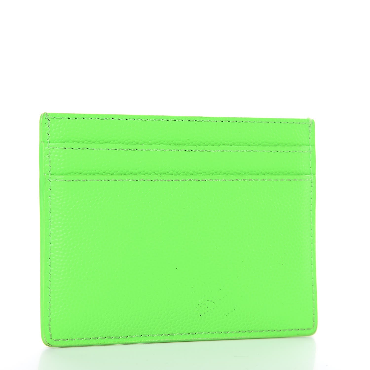 Saint Laurent Grain De Poudre Card Case Neon Bright Green 3 of 9