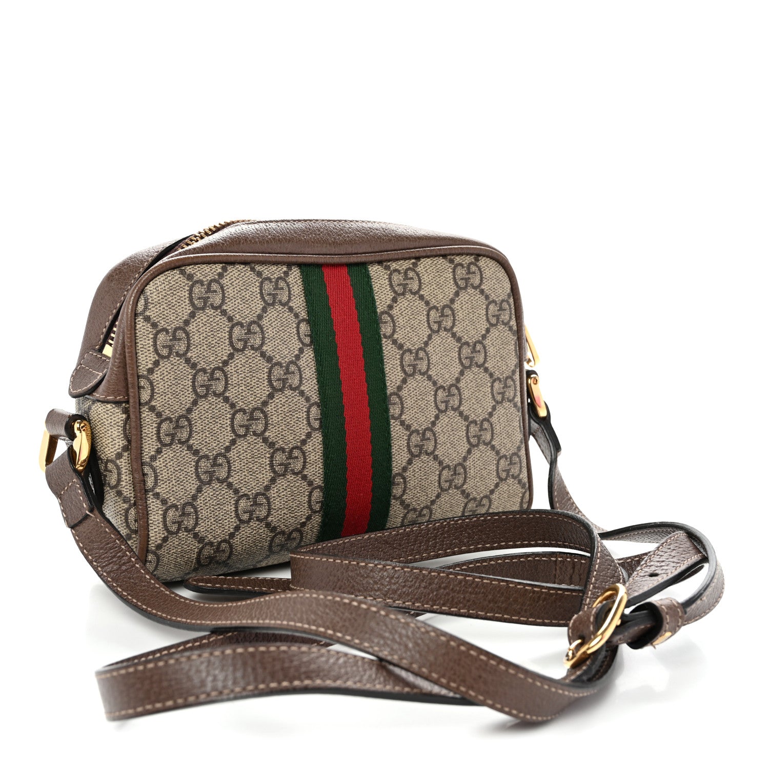 Gucci GG Supreme Monogram Web Mini Ophidia Shoulder Bag Brown 3 of 11