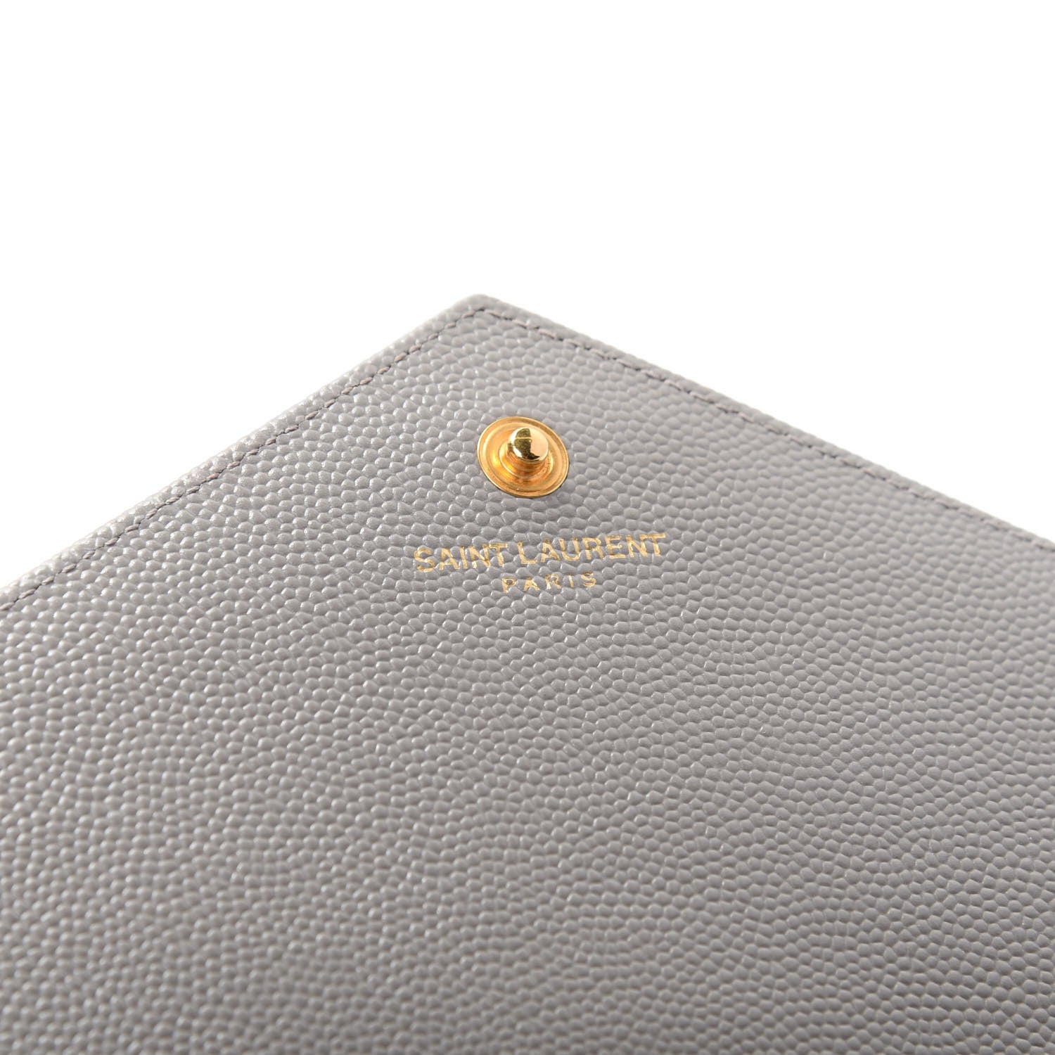 Saint Laurent Grain De Poudre Matelasse Chevron Monogram Chain Wallet Oyster Grey 4 of 5