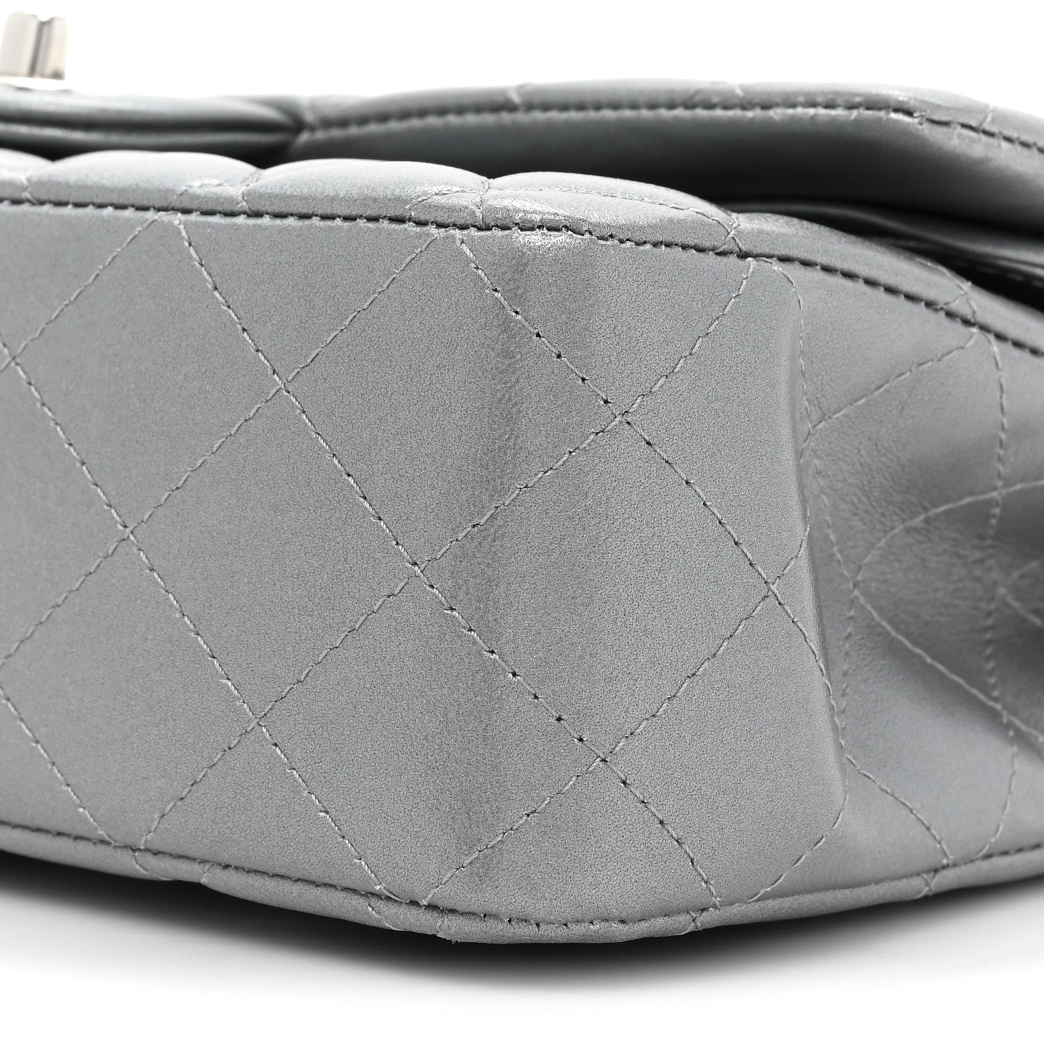 Chanel Metallic Lambskin Quilted Medium Double Flap Silver 10 of 12