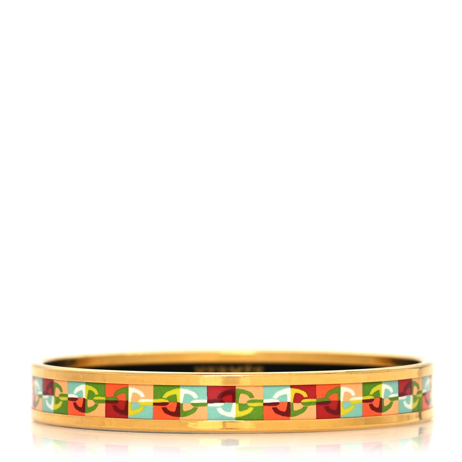 Hermes Enamel Narrow Printed Optique Chaine D'Ancre Bracelet 62 1 of 5