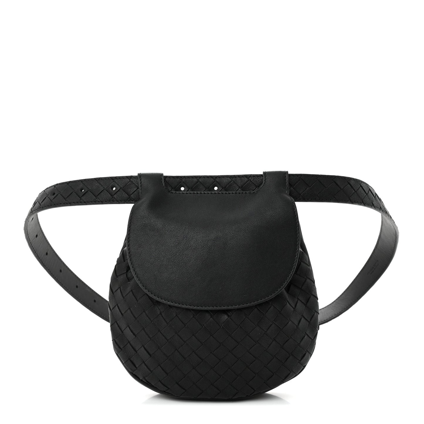 Nappa Intrecciato Flap Belt Bag Black