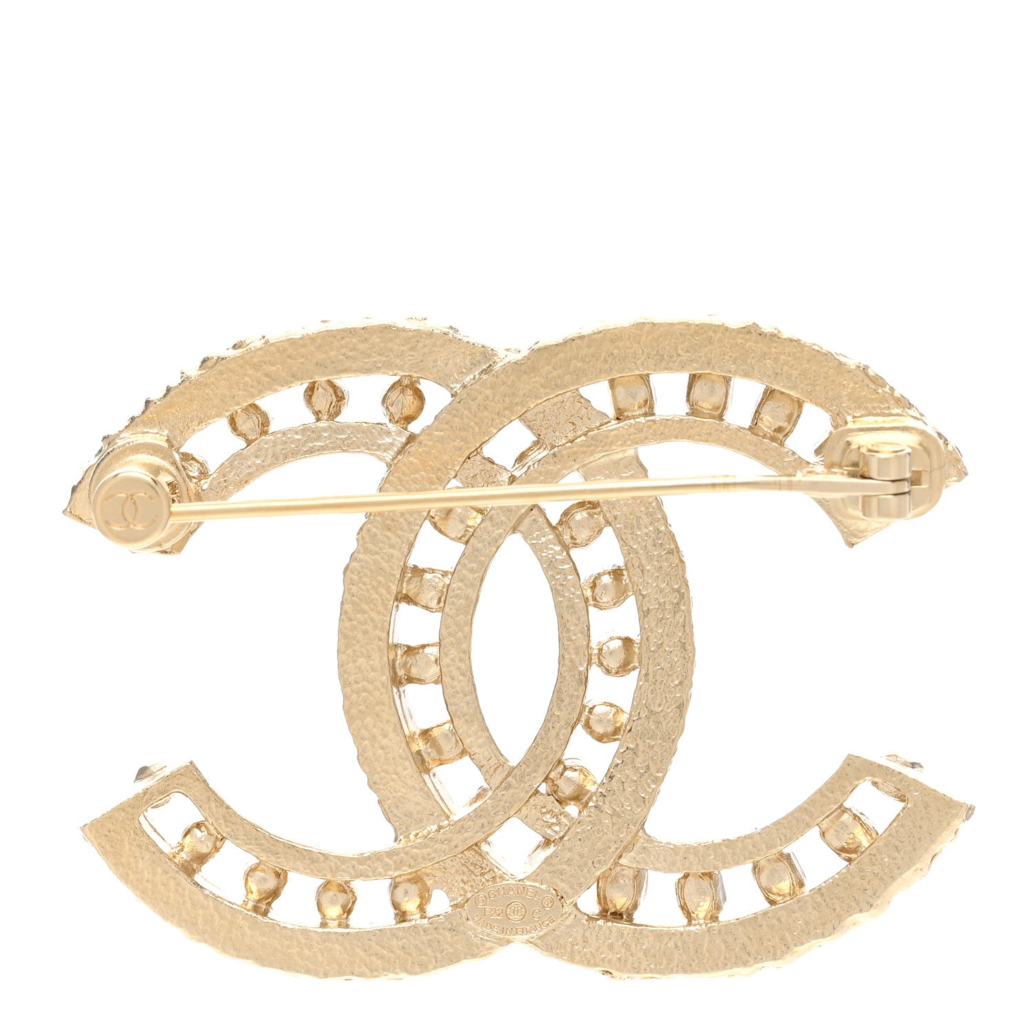 Chanel Metal Crystal CC Brooch Light Gold 3 of 5