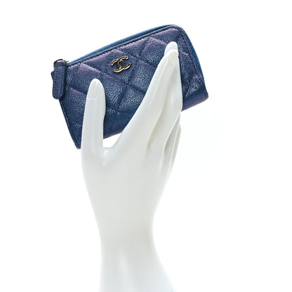Chanel Iridescent Caviar Quilted Zipped Key Holder Case Dark Blue 2 of 8