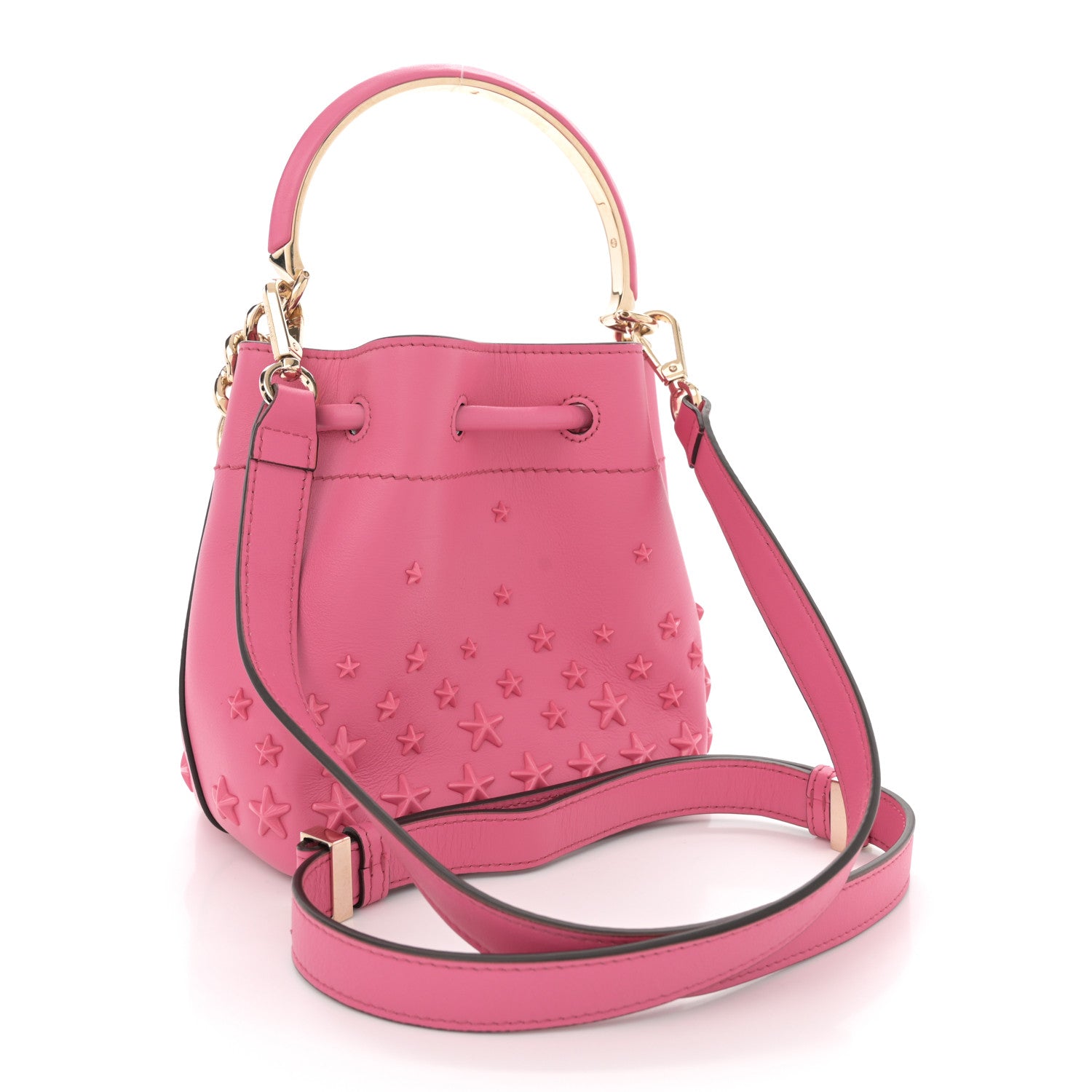 Jimmy Choo Calfskin Star Studded Bon Bon Bucket Bag Candy Pink 3 of 12