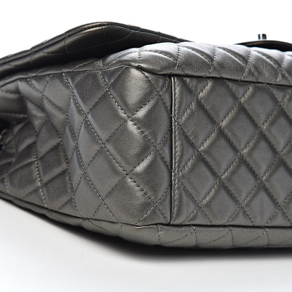 Chanel Metallic Calfskin Quilted Small XXL Travel Flap Bag Dark Silver 8 of 10