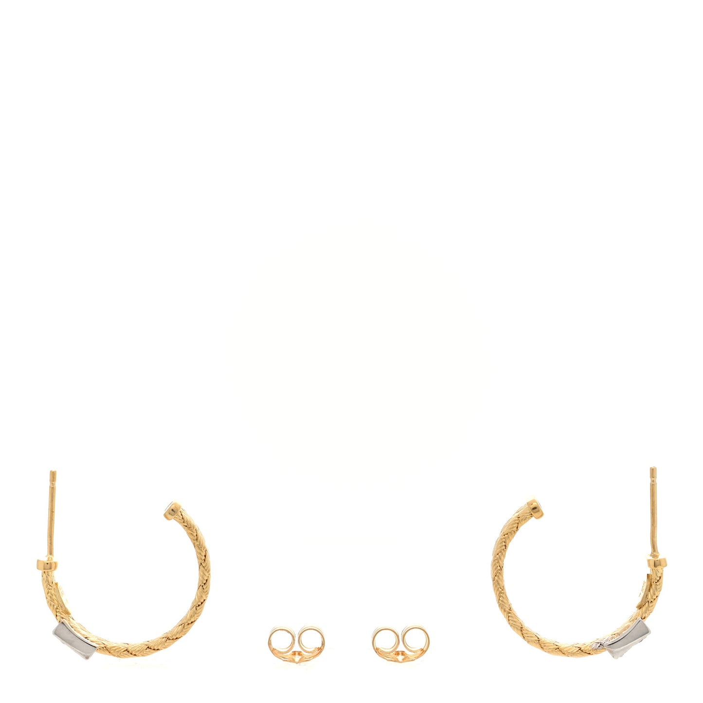 18K Yellow White Gold Diamond Primavera Weave Hoop Earrings