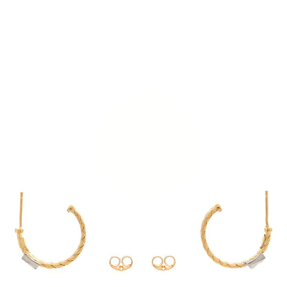 Roberto Coin 18K Yellow White Gold Diamond Primavera Weave Hoop Earrings 3 of 4