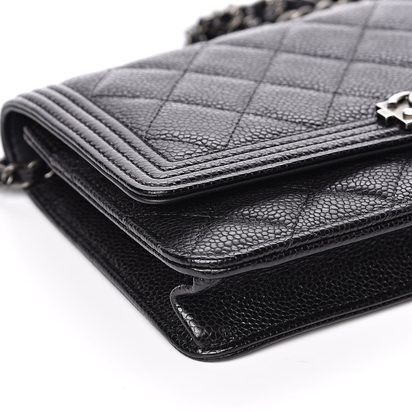 Caviar Quilted Boy Wallet On Chain WOC Black