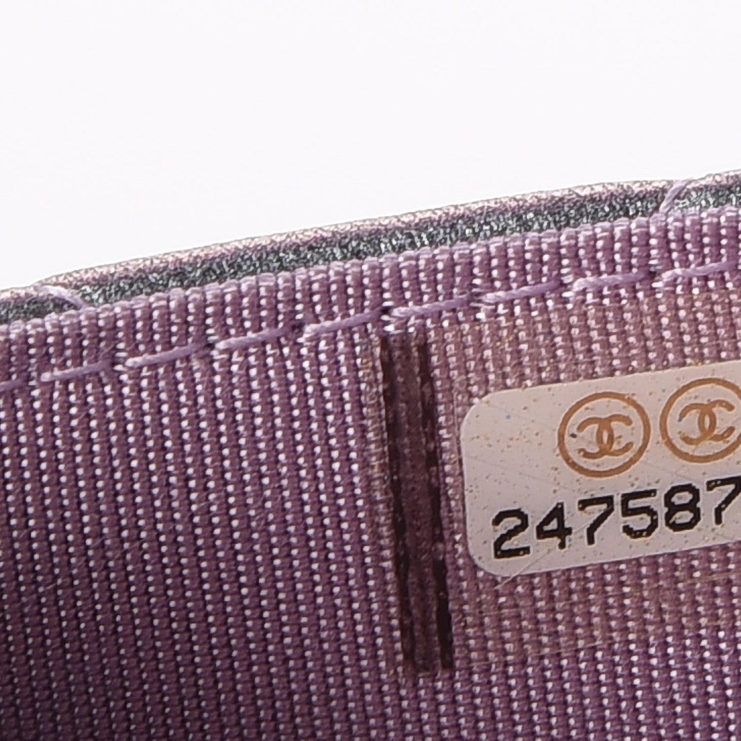 Iridescent Lambskin Quilted Reissue Flap Card Holder Light Purple