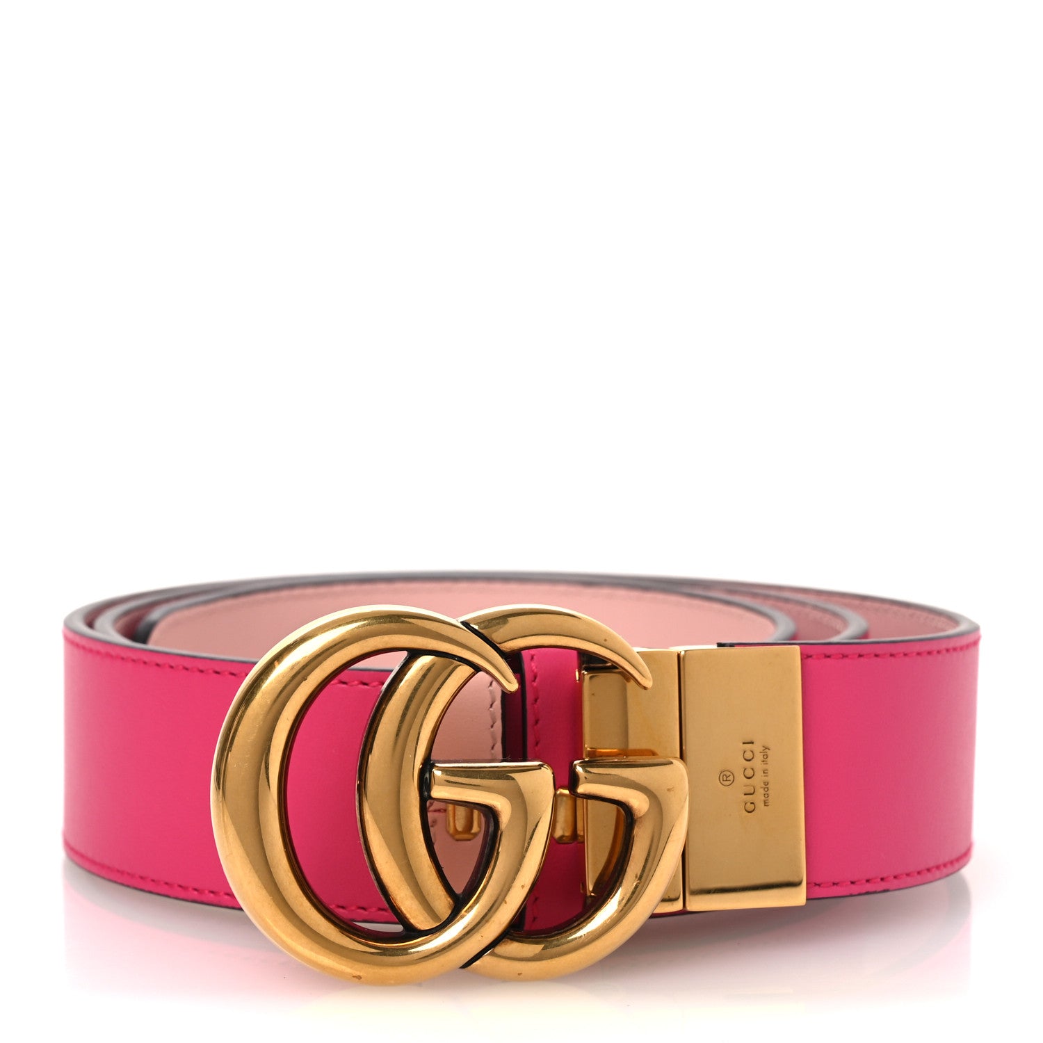Gucci Plutone Calfskin 37mm GG Marmont Reversible Belt 95 38 Fuschia Pink 1 of 8