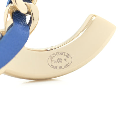 Chanel Lambskin Baguette Crystal CC Chain Brooch Blue Gold 4 of 4