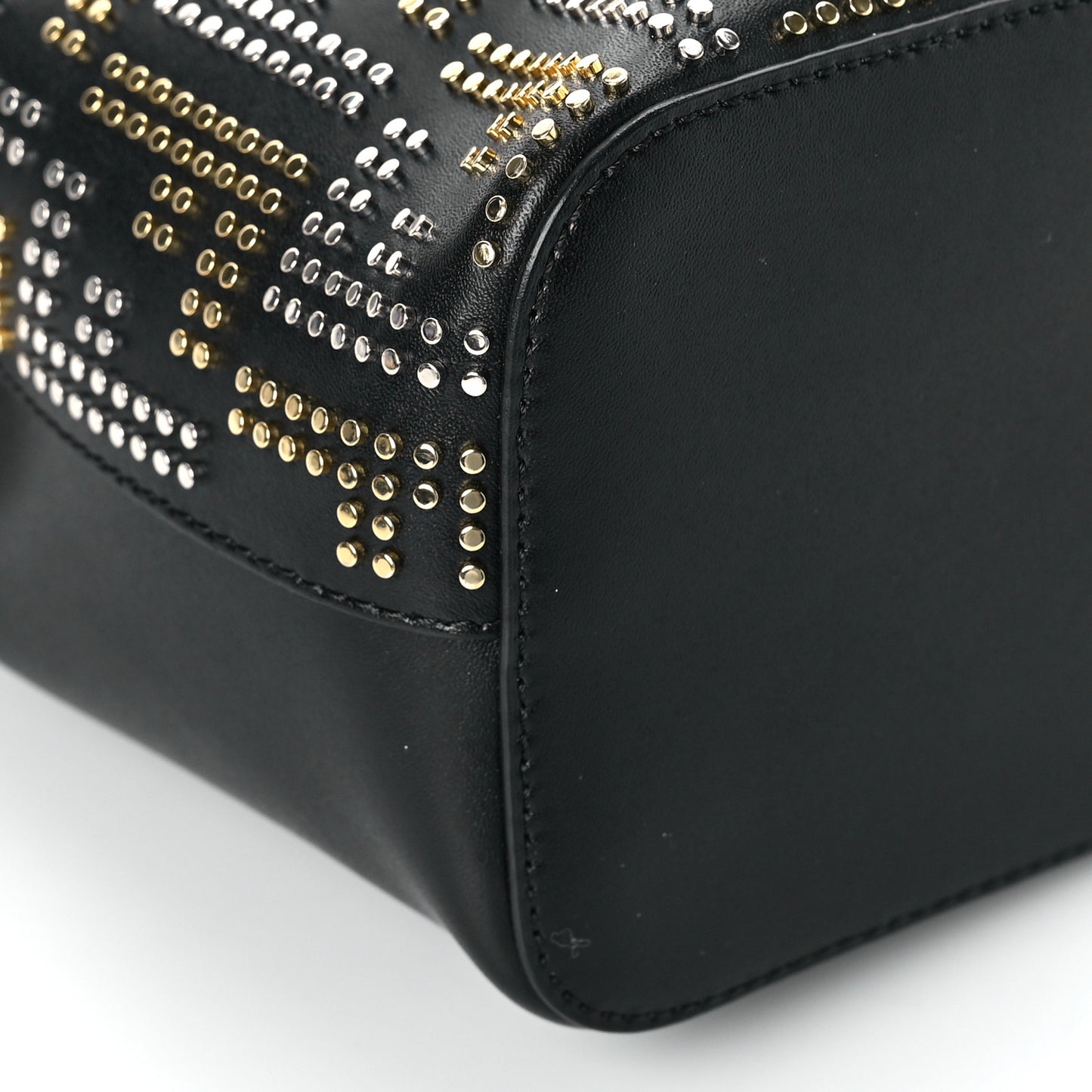 Vitello Liberty F is Fendi FF Studded Mini Mon Tresor Bucket Bag Black